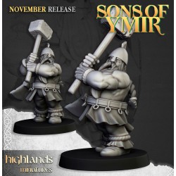 Dwarf Artillery 1 + crew - Druk 3d - Highlands Miniatures