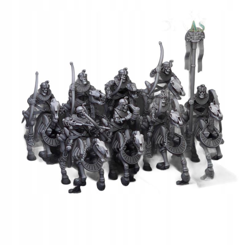 Ancient Skeletal Cavalry with Bows x 7 + command - Highlands Miniatures
