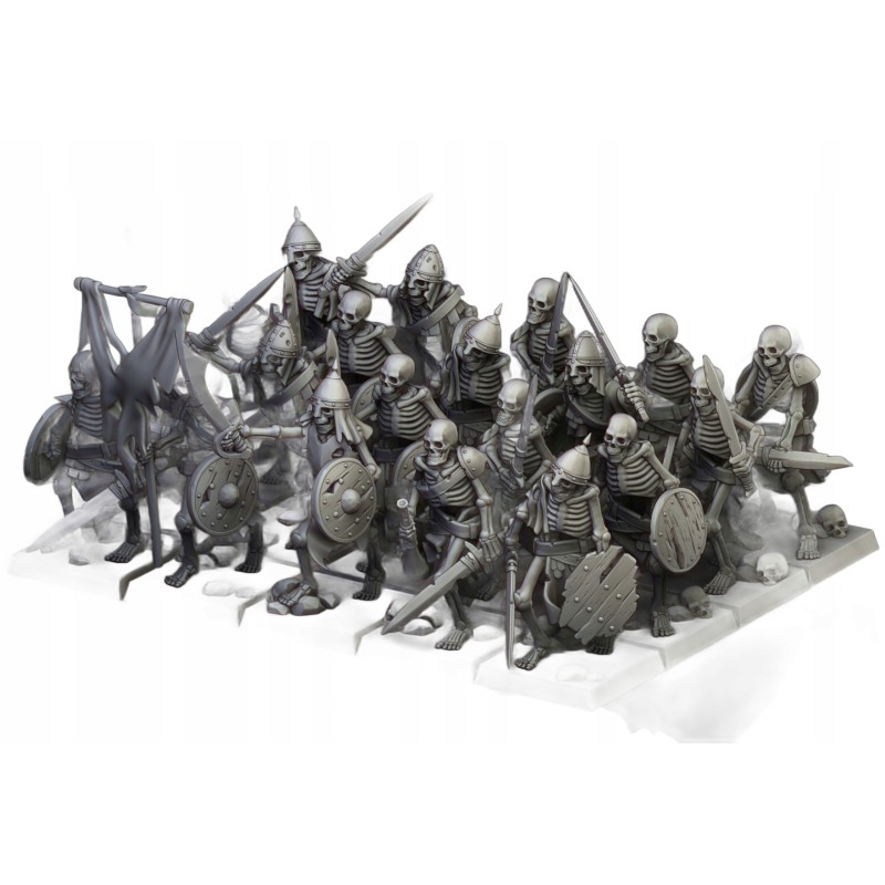 Skeleton Warriors with Swords Unit x7 + cmd - Bigusson-Highlands Miniatures
