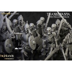 Skeleton Warriors with Swords Unit x7 + cmd - Bigusson-Highlands Miniatures