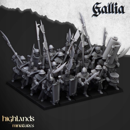 Gallia Men at Arms x 7 + cmd - druk 3d - Bigusson - Highlands Miniatures