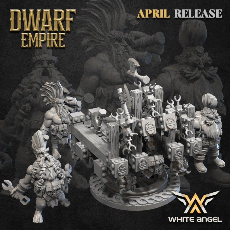 Dwarf Axe Machine + crew - Druk 3d - Highlands Miniatures