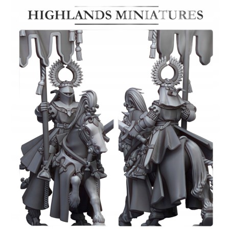 Gallia Battle Standard Bearer on horse - Bigusson - Highlands Miniatures