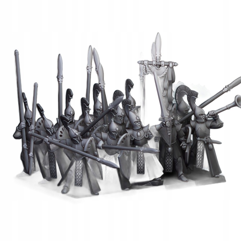 Aegean Elves Spearmen 7 + command - Bigusson - Highlands Miniatures