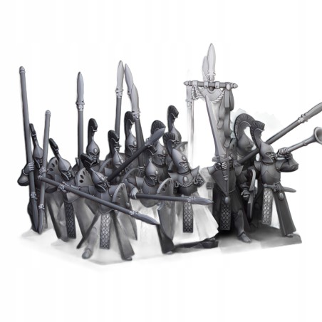 Aegean Elves Spearmen 7 + command - Bigusson - Highlands Miniatures