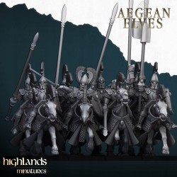 Aegean Elves Mounted Lances x5 - Bigusson - Druk 3D - Highlands Miniatures