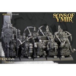 Dwarfs Miners Unit x7 + command - Bigusson - Druk 3d- Highlands Miniatures