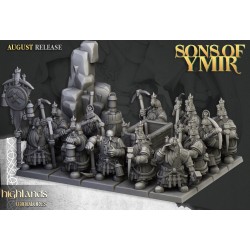 Dwarfs Miners Unit x7 + command - Bigusson - Druk 3d- Highlands Miniatures
