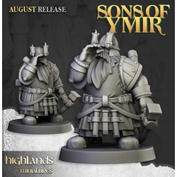 Dwarfs Miners Unit x7 + command - Bigusson - Druk 3d- Highlands Miniatures
