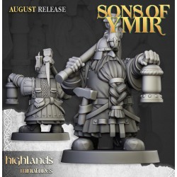 Dwarfs Miners Unit x7 + command - Bigusson - Druk 3d- Highlands Miniatures