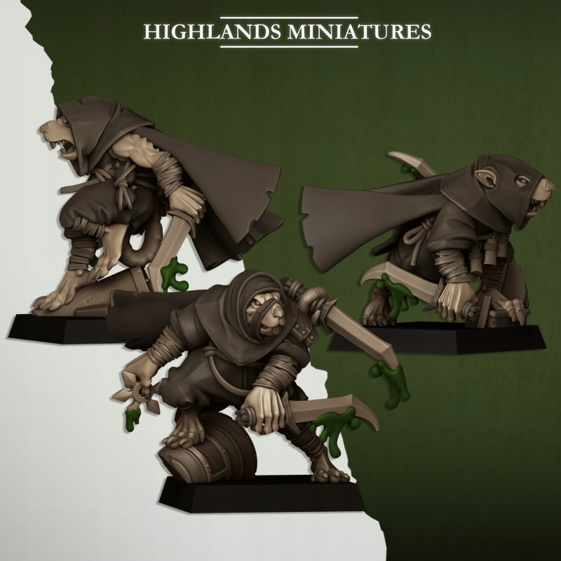 Sewer Vermin Assassins - Druk 3d - Highlands Miniatures
