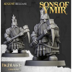 Dwarfs Miners Unit x7 + command - Bigusson - Druk 3d- Highlands Miniatures