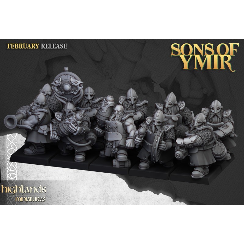 Dwarf Firespitters x7 + command - Bigusson - Druk 3d- Highlands Miniatures Dwarf Firespitters x7 + command - Bigusson - Druk 3d- Highlands Miniatures