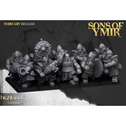 Dwarf Firespitters x7 + command - Bigusson - Druk 3d- Highlands Miniatures