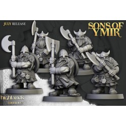 Dwarfs Warriors Two Handed Unit x7 + command - Highlands Miniatures