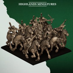 Mounted Feral Archers x10 |Wood Elfves |Highlands Miniatures