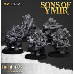 Dwarf Rangers x7 + command group - Bigusson- Druk 3d- Highlands Miniatures