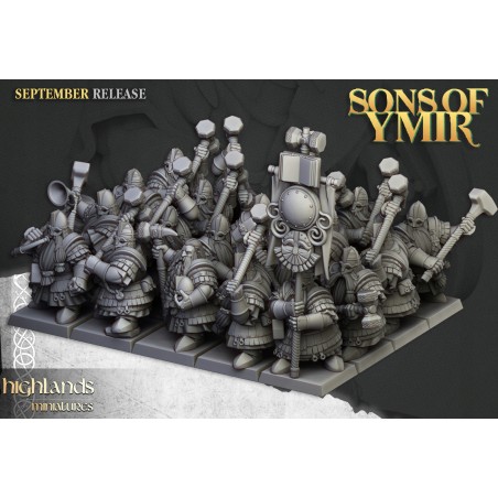 Dwarf Kingsguard Unit x7 + cmd - Bigusson - Druk 3d - Highlands Miniatures