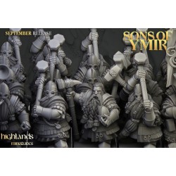Dwarf Kingsguard Unit x7 + cmd - Bigusson - Druk 3d - Highlands Miniatures