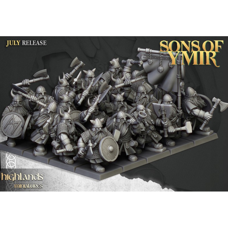 Dwarfs Warriors Unit x7 + cmd - Bigusson - Druk 3d - Highlands Miniatures Dwarfs Warriors Unit x7 + cmd - Bigusson - Druk 3d - Highlands Miniatures