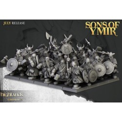 Dwarfs Warriors Unit x7 + cmd - Bigusson - Druk 3d - Highlands Miniatures