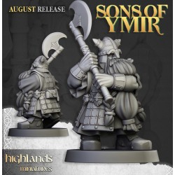 Dwarf Veterans Unit x7 + cmd - Bigusson - Druk 3d - Highlands Miniatures