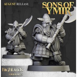 Dwarf Veterans Unit x7 + cmd - Bigusson - Druk 3d - Highlands Miniatures