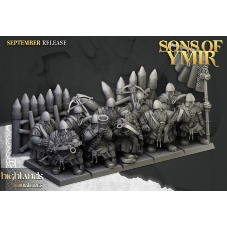 Dwarf Crossbowmen Unit x7 + cmd - Bigusson - Druk 3d - Highlands Miniatures
