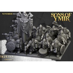 Dwarf Huscarls Unit x7 + cmd - Bigusson - Druk 3d - Highlands Miniatures