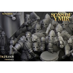 Dwarf Huscarls Unit x7 + cmd - Bigusson - Druk 3d - Highlands Miniatures