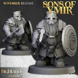 Dwarf Huscarls Unit x7 + cmd - Bigusson - Druk 3d - Highlands Miniatures