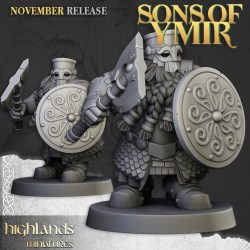 Dwarf Huscarls Unit x7 + cmd - Bigusson - Druk 3d - Highlands Miniatures