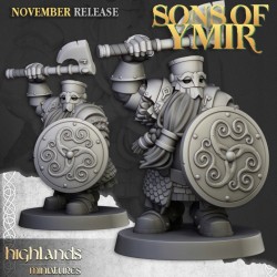 Dwarf Huscarls Unit x7 + cmd - Bigusson - Druk 3d - Highlands Miniatures