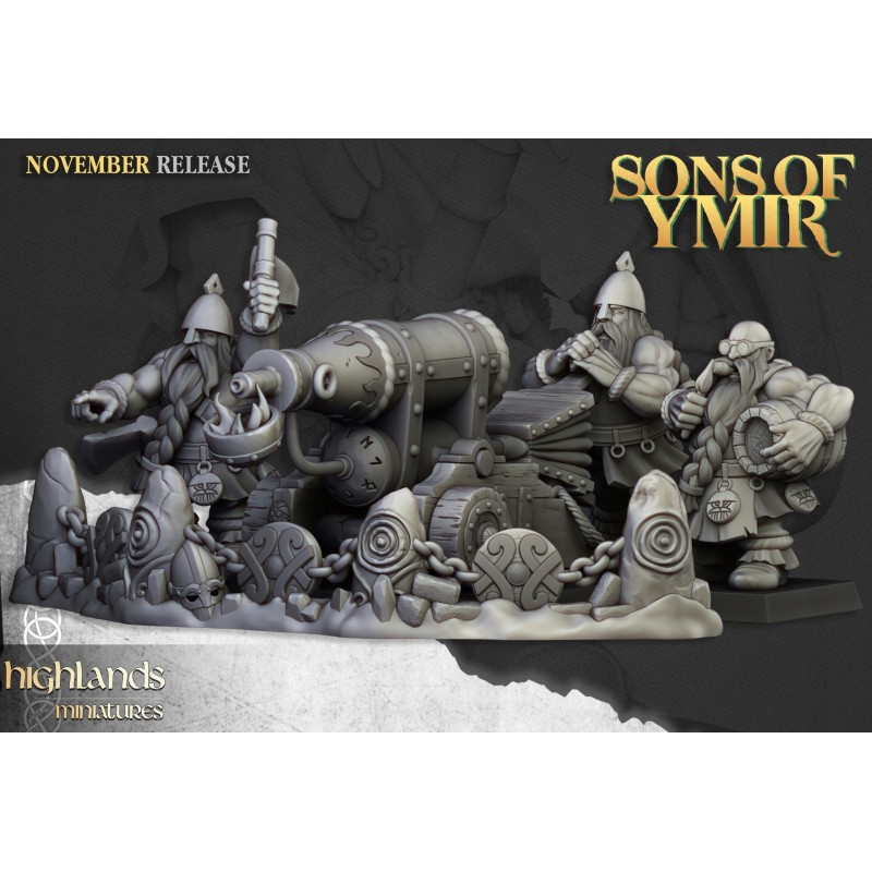 Dwarf Flamethrower + crew - Druk 3d - Highlands Miniatures Dwarf Flamethrower + crew - Druk 3d - Highlands Miniatures