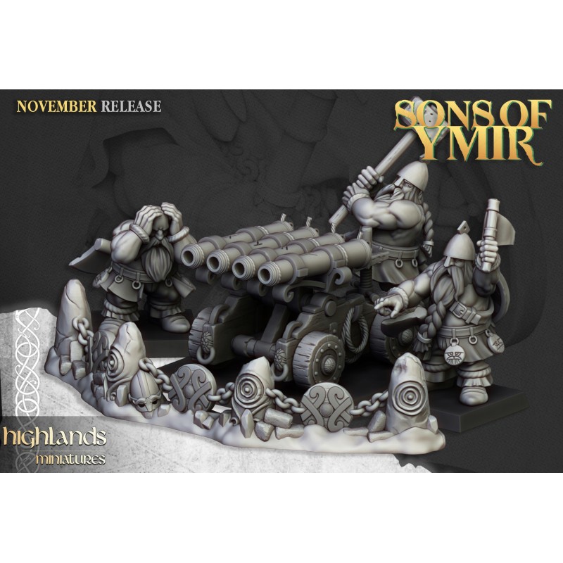 Dwarf Artillery organ gun + crew - Druk 3d - Highlands Miniatures Dwarf Artillery organ gun + crew - Druk 3d - Highlands Miniatures