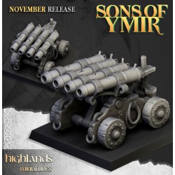 Dwarf Artillery organ gun + crew - Druk 3d - Highlands Miniatures