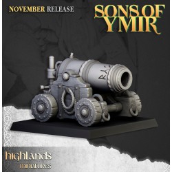 Dwarf Artillery 1 + crew - Druk 3d - Highlands Miniatures