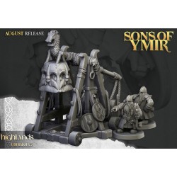 Dwarf Old Siege Engine Capatult + crew - Druk 3d - Highlands Miniatures