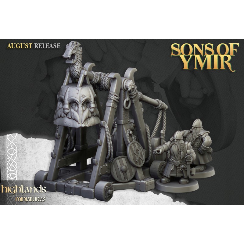 Dwarf Old Siege Engine Capatult + crew - Druk 3d - Highlands Miniatures Dwarf Old Siege Engine Capatult + crew - Druk 3d - Highlands Miniatures