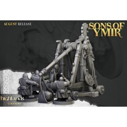 Dwarf Old Siege Engine Capatult + crew - Druk 3d - Highlands Miniatures
