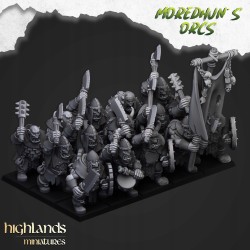 Armoured Orcs x 17 + cmd - Bigusson - Druk 3d - Highlands Miniatures