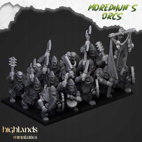 Armoured Orcs x 17 + cmd - Bigusson - Druk 3d - Highlands Miniatures