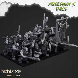 Armoured Orcs x 17 + cmd - Bigusson - Druk 3d - Highlands Miniatures