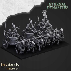Ancient Skeletal Chariots x 3 - Highlands Miniatures