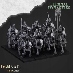 Ancient Skeletal Cavalry with Bows x 7 + command - Highlands Miniatures