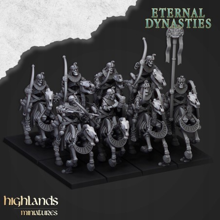 Ancient Skeletal Cavalry with Bows x 7 + command - Highlands Miniatures