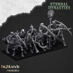 Ancient Skeletons with Bows x7 + command - Highlands Miniatures