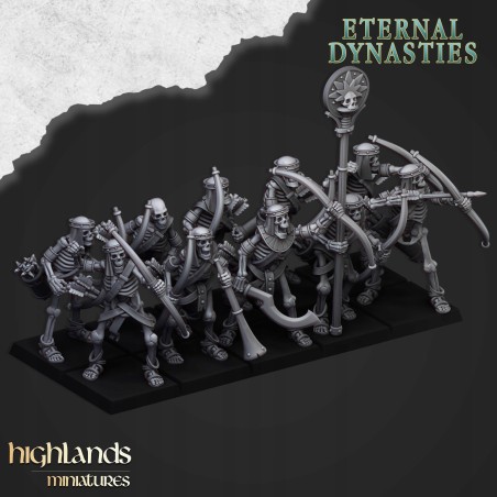 Ancient Skeletons with Bows x7 + command - Highlands Miniatures