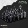 Ancient Skeletons with hand weapons x7 + command - Highlands Miniatures