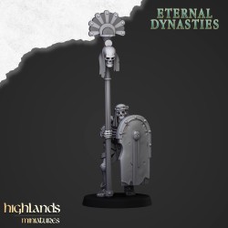 Ancient Skeletons with hand weapons x7 + command - Highlands Miniatures